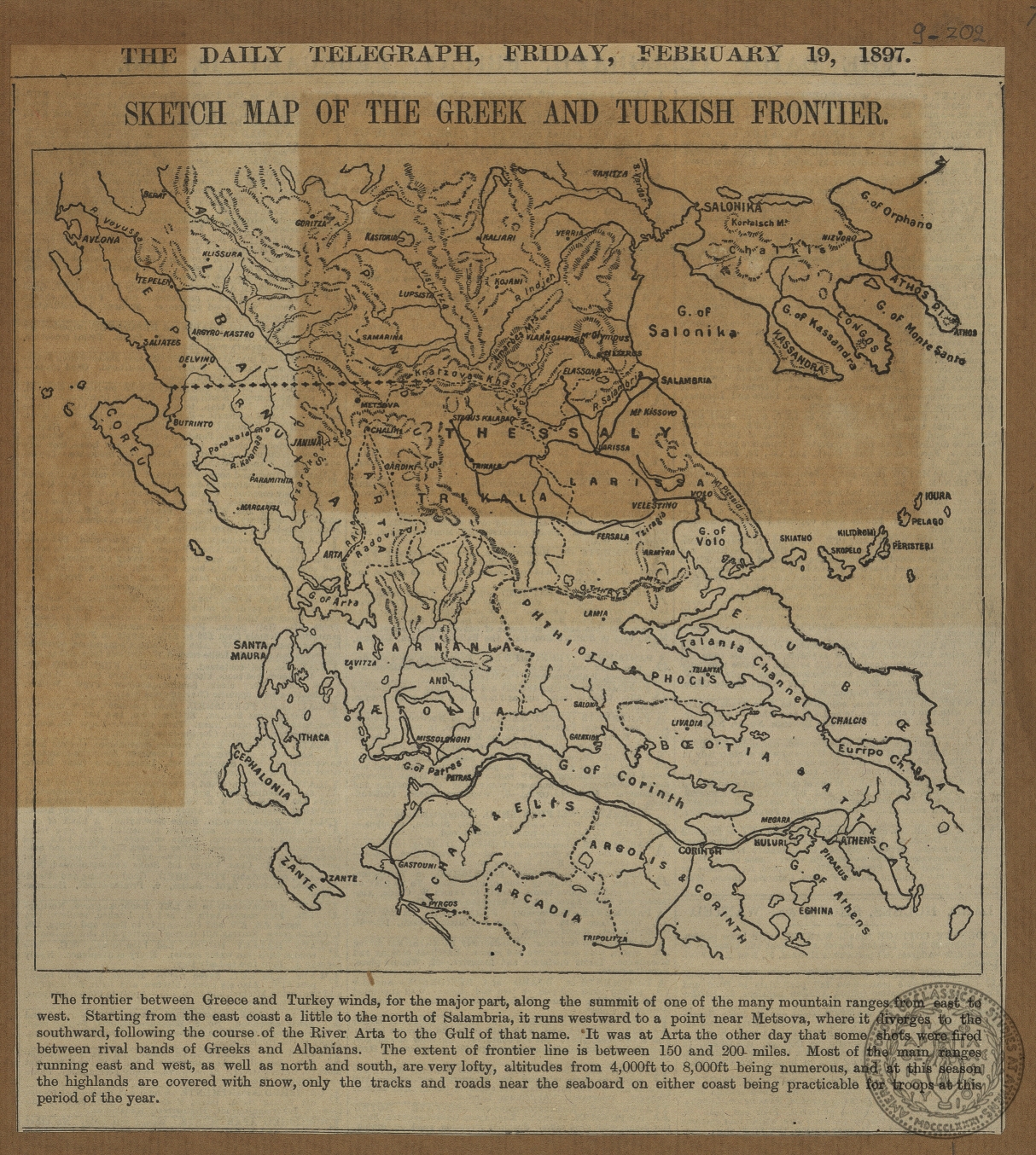 Sketch Map of the Greek and Turkish Frontier.